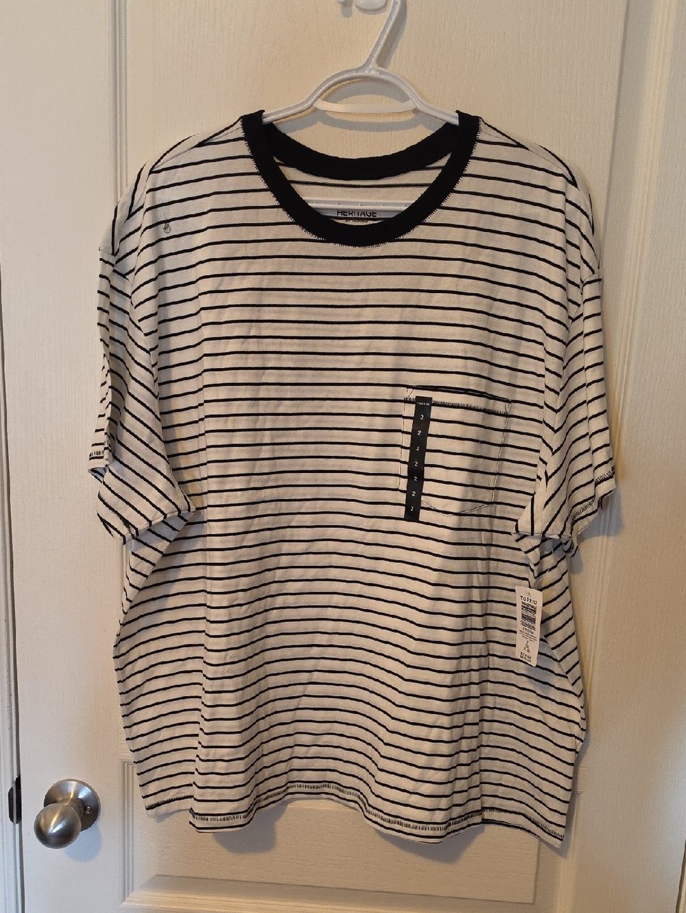torrid Black & White Striped Short Sleeve Pocket Tee